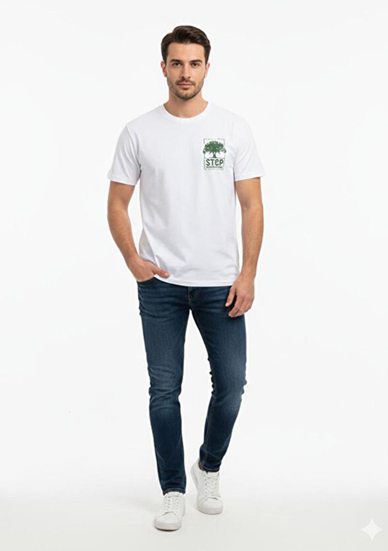 Tc4624 Erkek Beyaz Basic T-shirt