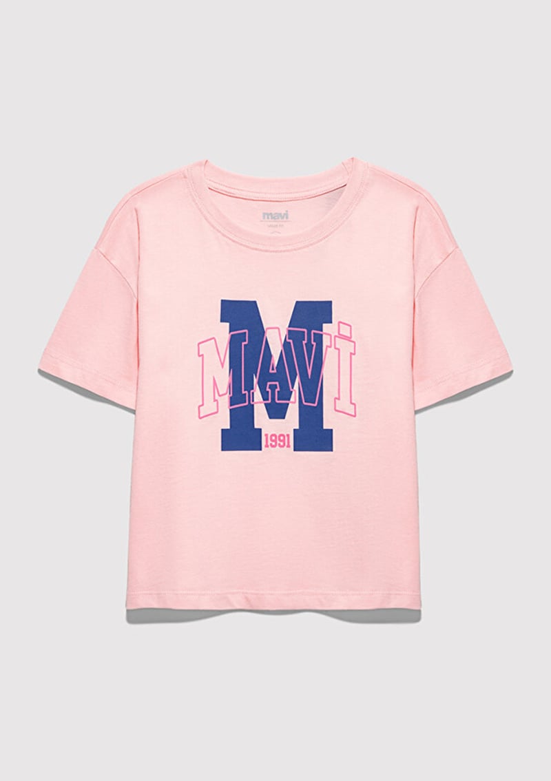 M7610390-71007 Kız Çocuk Pembe Baskılı T-shirt