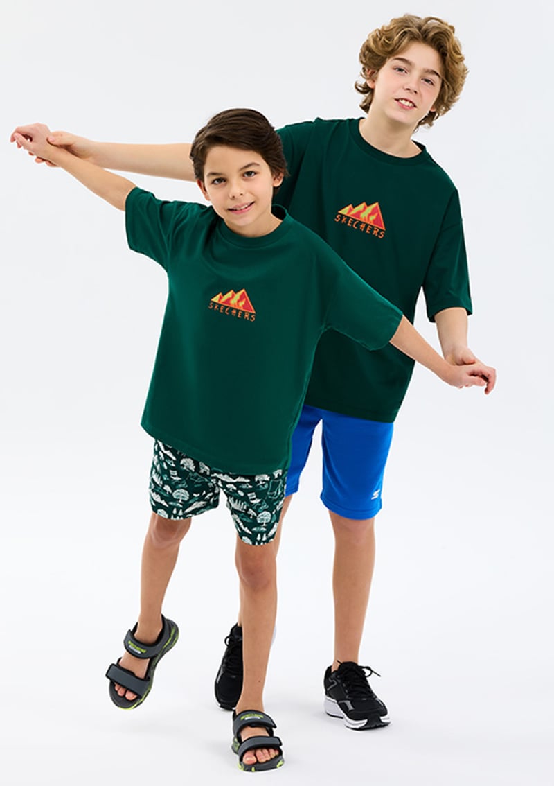 Sk2610014-4222 Erkek Çocuk Yeşil Oversize T-shirt