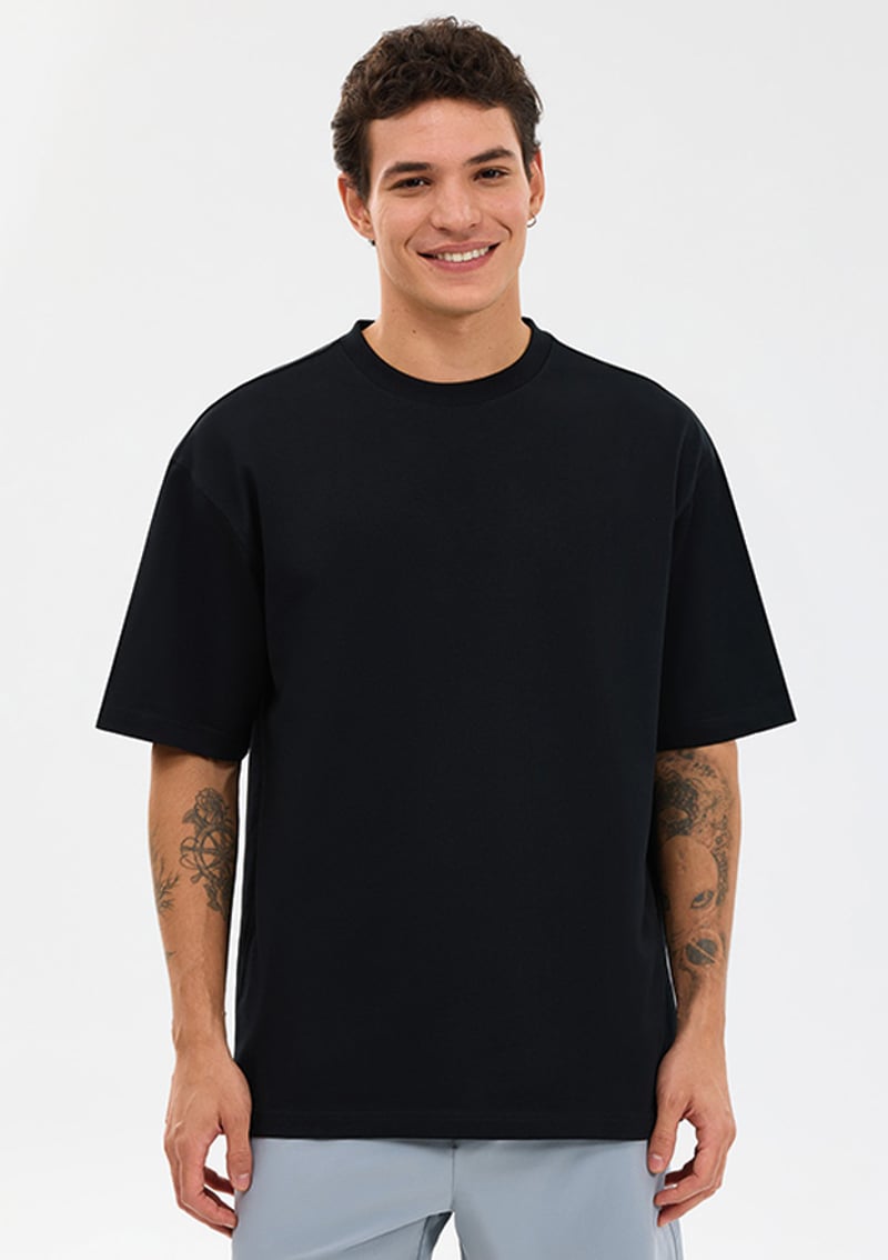 S2610110-3817 Erkek Siyah Oversize T-shirt