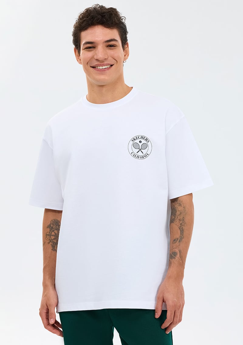 S2610064-2325 Erkek Beyaz Baskılı T-shirt