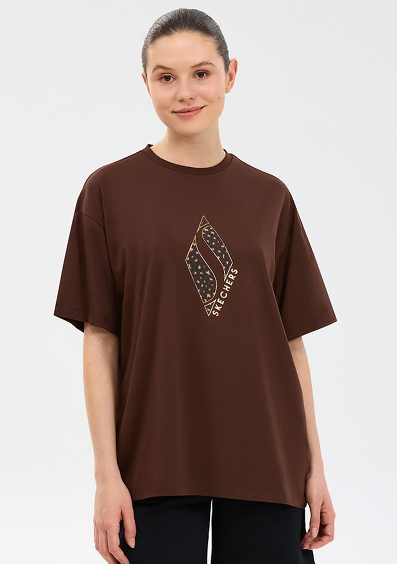 S2610050-2210 Kadın Kahverengi Oversize T-shirt