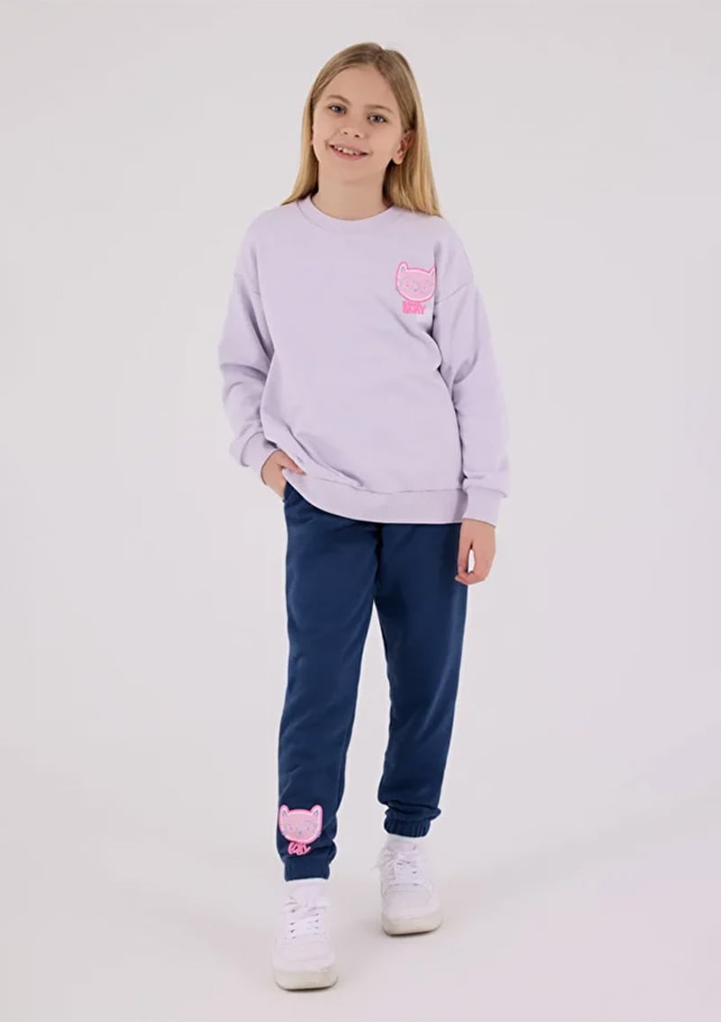 Rp3695-2 Kız Çocuk Mor Eşofman