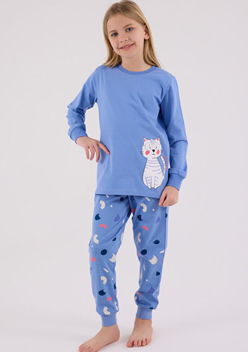 Rp3697-2 Kız Çocuk Lacivert Pijama