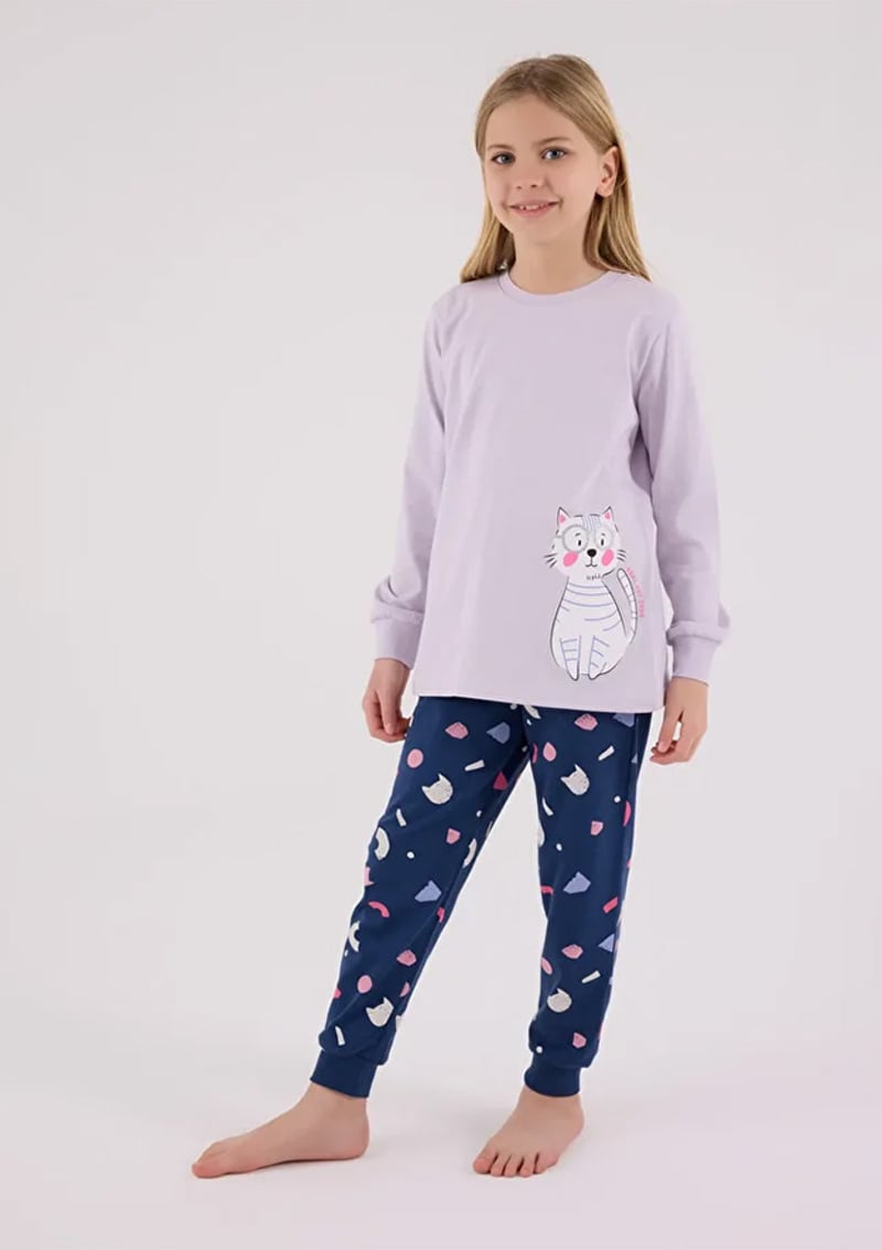 Rp3697-2 Kız Çocuk Mor Pijama
