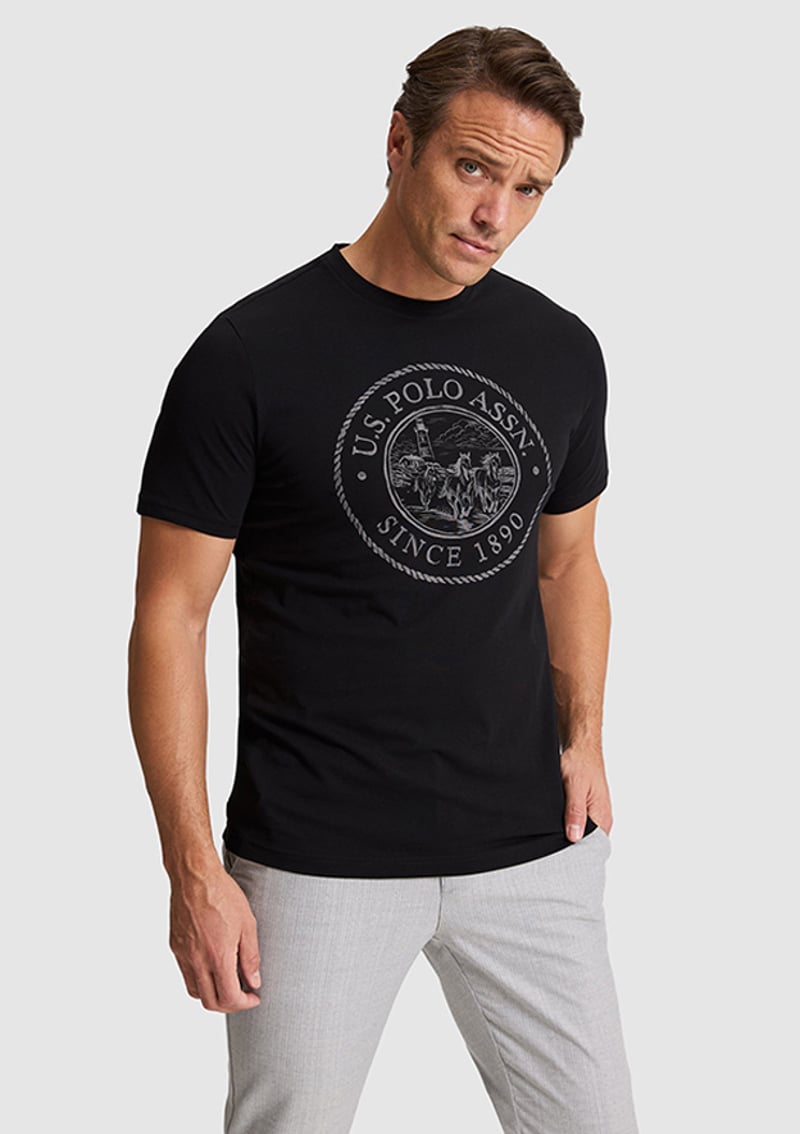 T117213891.Pu-9509 Erkek Siyah Regular T-shirt