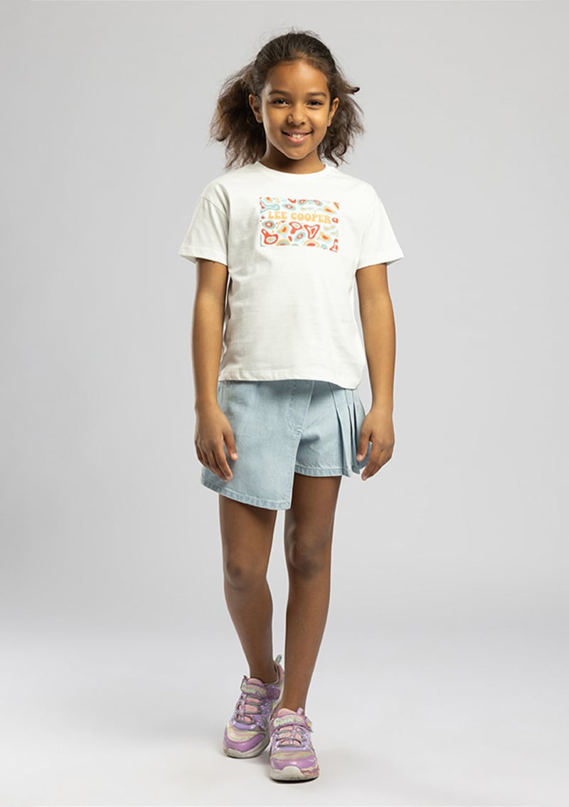 262 Lcg 242009 Kız Çocuk Beyaz O Yaka T-shirt