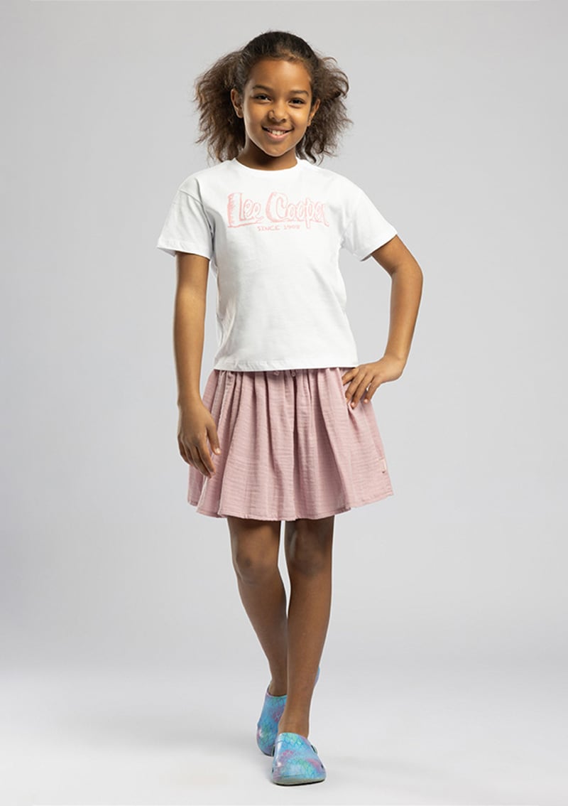 262 Lcg 242006 Kız Çocuk Beyaz O Yaka T-shirt