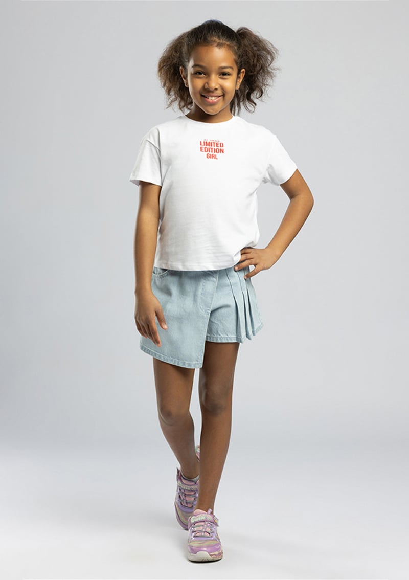 262 Lcg 242005 Kız Çocuk Beyaz O Yaka T-shirt