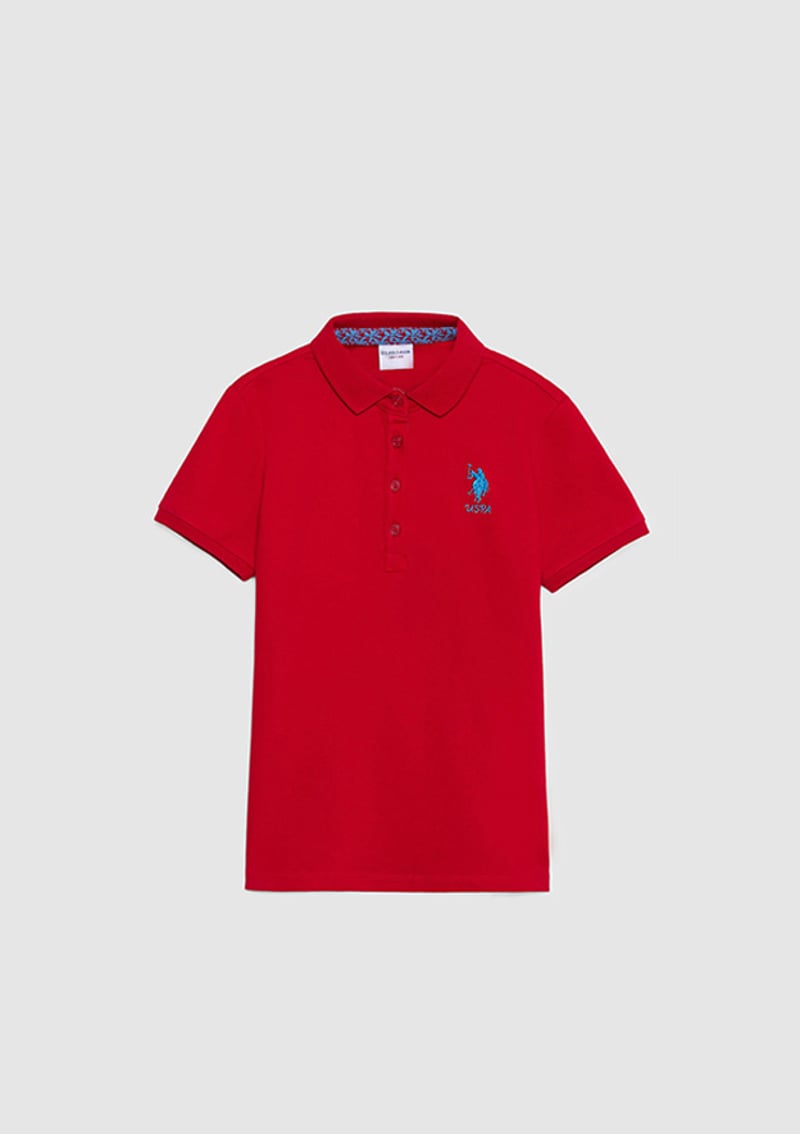 T117225193.Pu-8654 Kız Çocuk Kırmızı Basic T-shirt