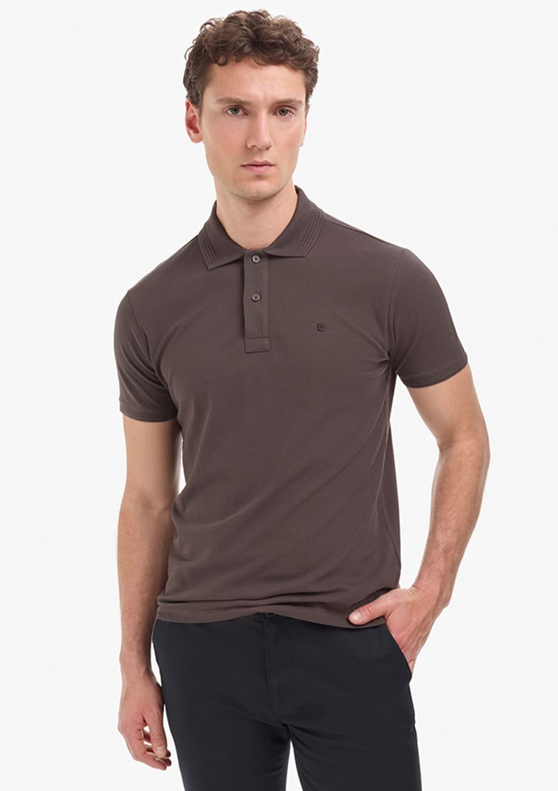 T117186431.Pu-8962 Erkek Kahverengi Basic T-shirt