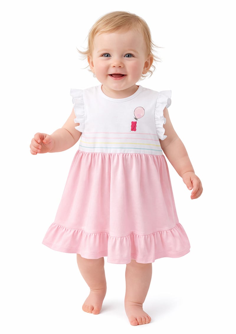 HARİBO - S26G4ELB801 Kız Çocuk Pembe Basic Elbise
