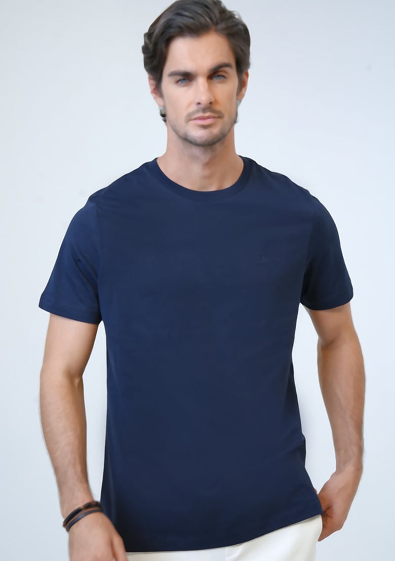 B33S10040 Erkek Lacivert Bisiklet Yaka T-shirt