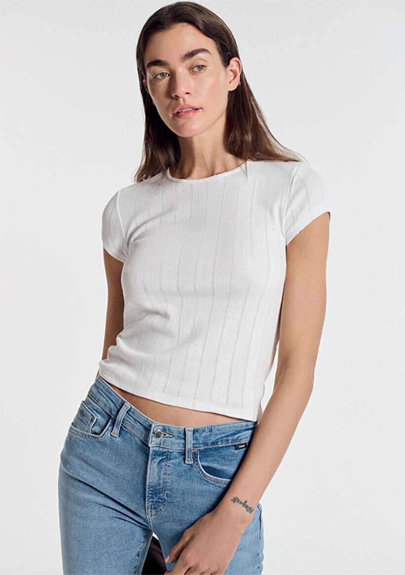 - M1613808-70057 Kadın Beyaz Basic T-Shirt