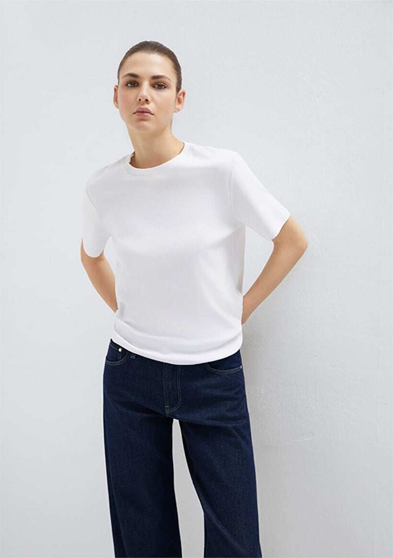  - M1612916-620 Kadın Beyaz Basic T-Shirt