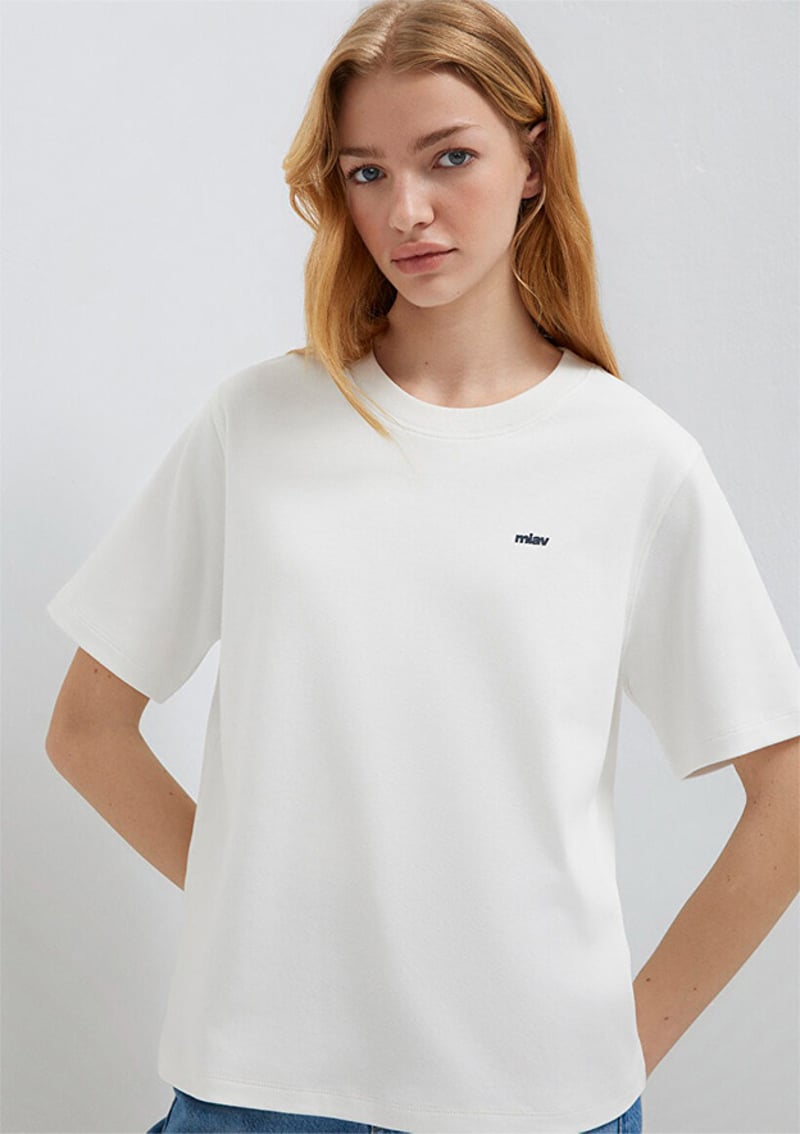 - M1614092-70057 Kadın Beyaz Baskılı T-Shirt