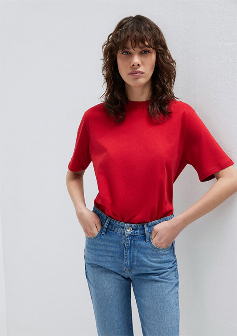 - M1600955-86417 Kadın Kırmızı Basic T-Shirt