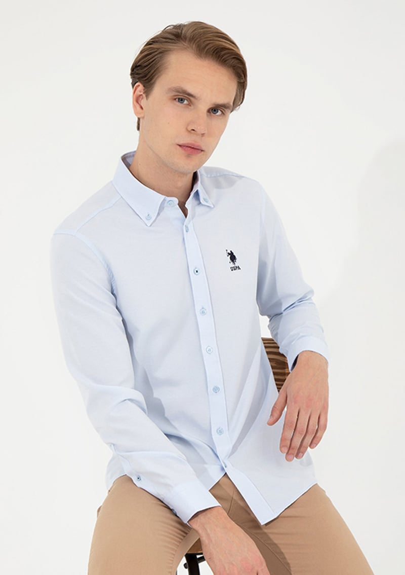 US POLO ASSN Erkek Mavi Uzun Kol Gömlek