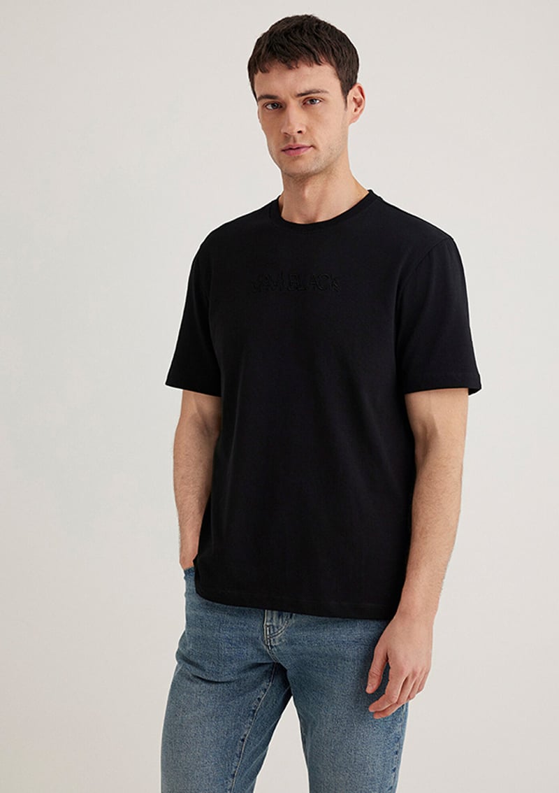 M0612644-900 Erkek Siyah Baskılı T-shirt