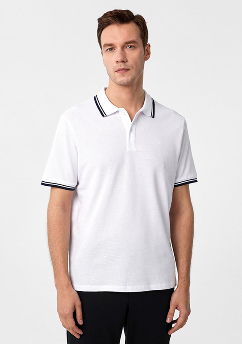 Ts1014000429 Erkek Beyaz Polo Yaka T-shirt
