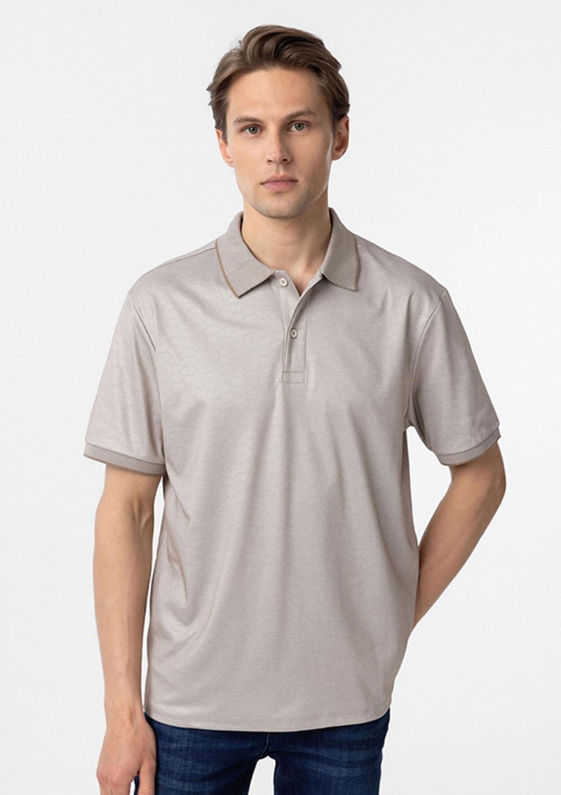 Ts1014000427 Erkek Bej Polo Yaka T-shirt