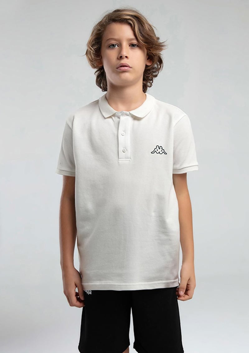 38283Vw Erkek Çocuk Beyaz Polo Yaka T-shirt