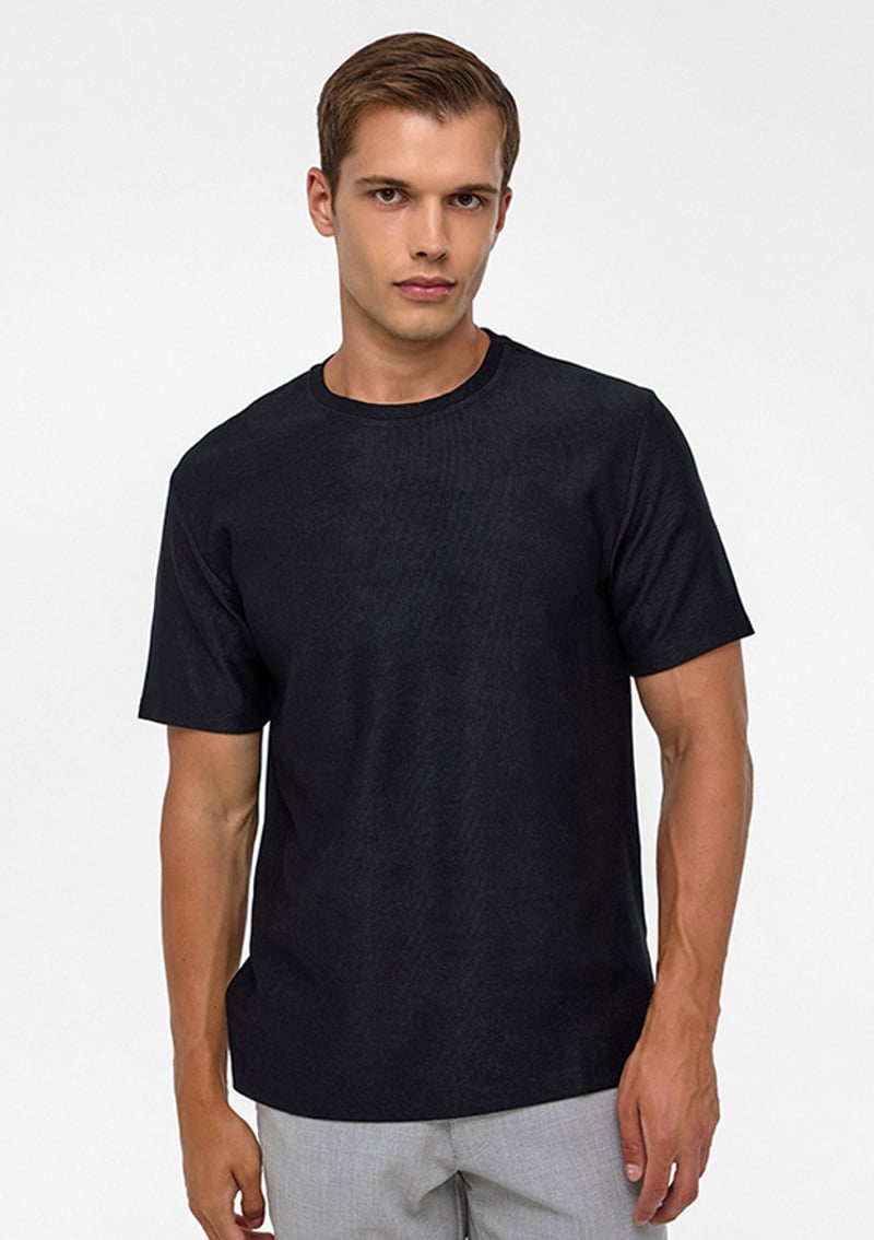 Ts1014000447 Erkek Siyah O Yaka T-shirt