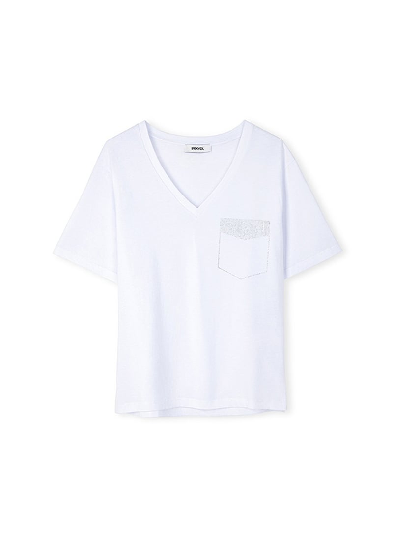 Is1250070250 Kadın Beyaz V Yaka T-shirt