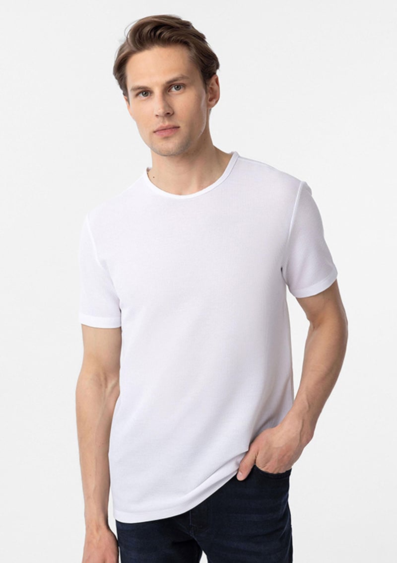 Ts1014000434 Erkek Beyaz O Yaka T-shirt