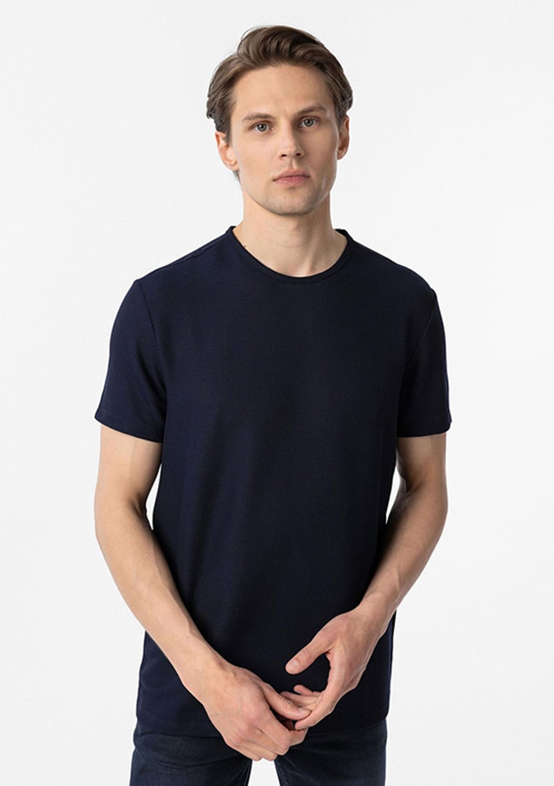 Ts1014000434 Erkek Lacivert O Yaka T-shirt