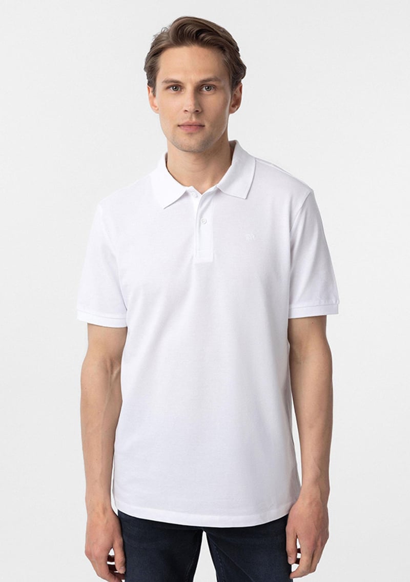 Ts1014000411 Erkek Beyaz Polo Yaka T-shirt