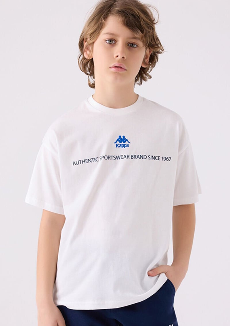 341Z1Qw Erkek Çocuk Beyaz Bisiklet Yaka T-shirt
