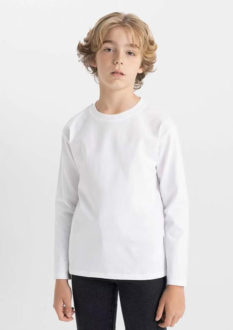 K1686A6Trvc3 Erkek Çocuk Beyaz Uzun Kol T-shirt