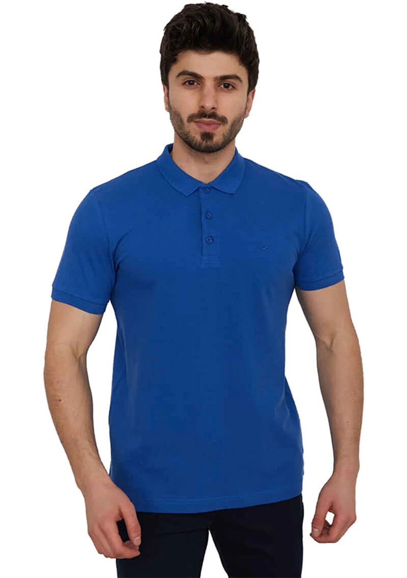 24Yceeo04613 Erkek Mavi Polo Yaka T-shirt