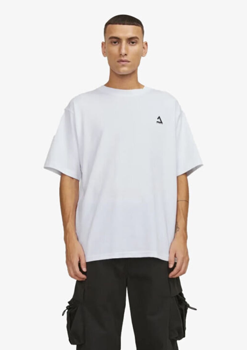 12253435 Erkek Beyaz Bisiklet Yaka T-shirt