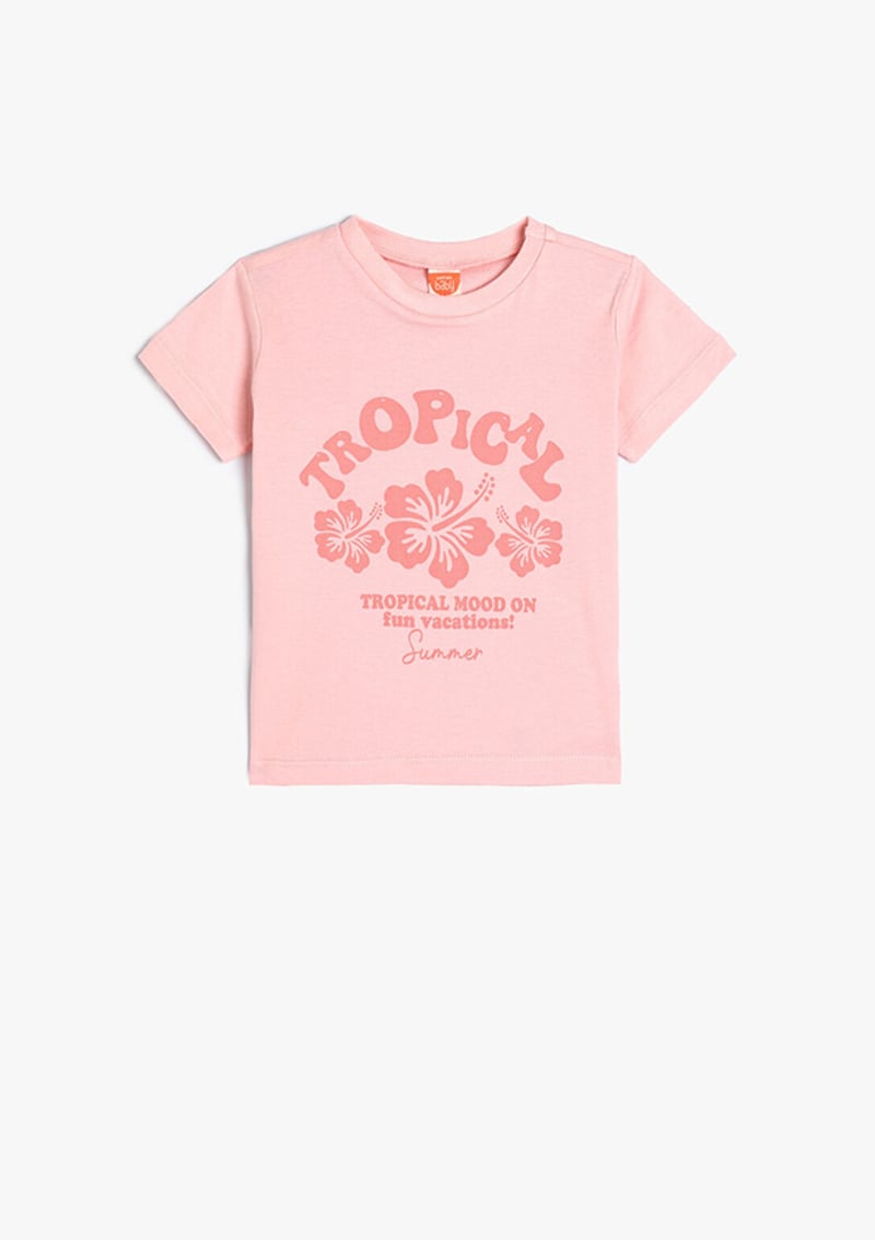 4Smg10021Ak Kız Çocuk Pembe Bisiklet Yaka T-shirt