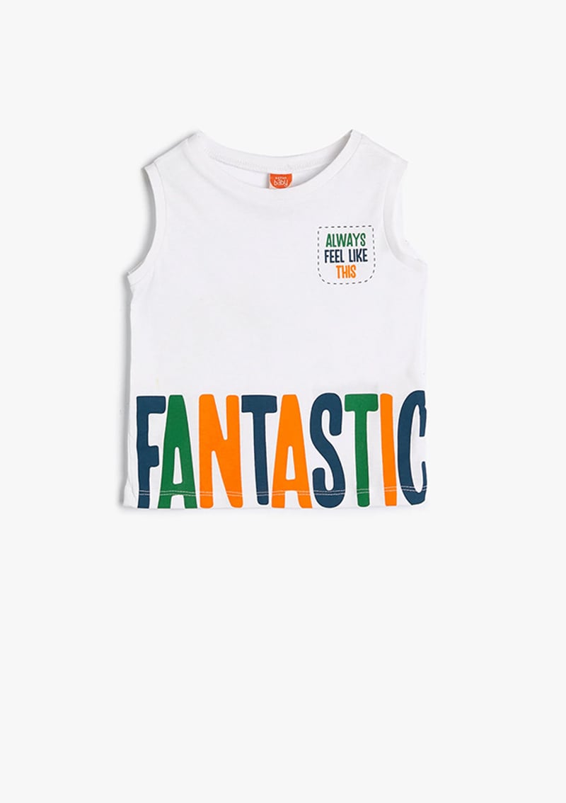 4Smb30003Tk Erkek Çocuk Beyaz Baskılı T-shirt