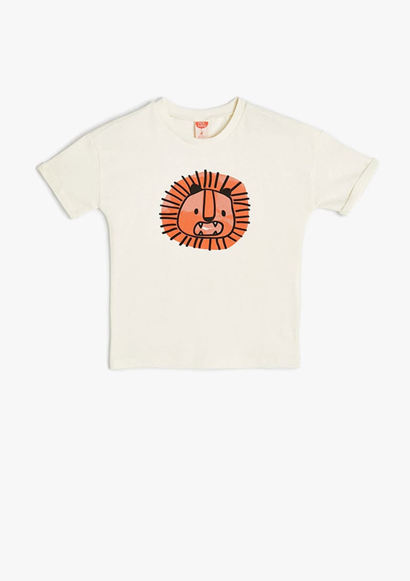 4Smb10157Tk Erkek Çocuk Beyaz Baskılı T-shirt