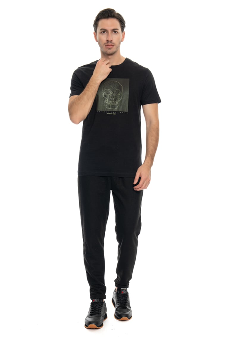 24Yjeeo04008 Erkek Siyah Bisiklet Yaka T-shirt