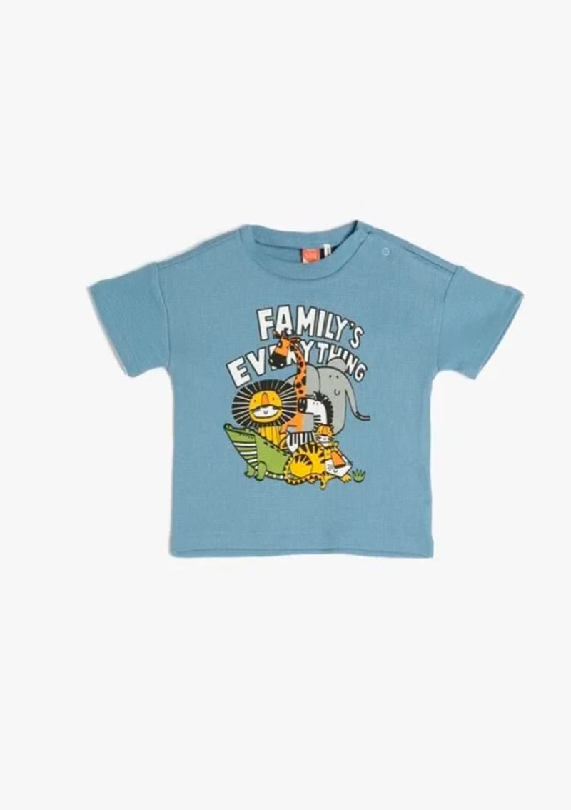3Smb10153Tk Erkek Çocuk Mavi Bisiklet Yaka T-shirt