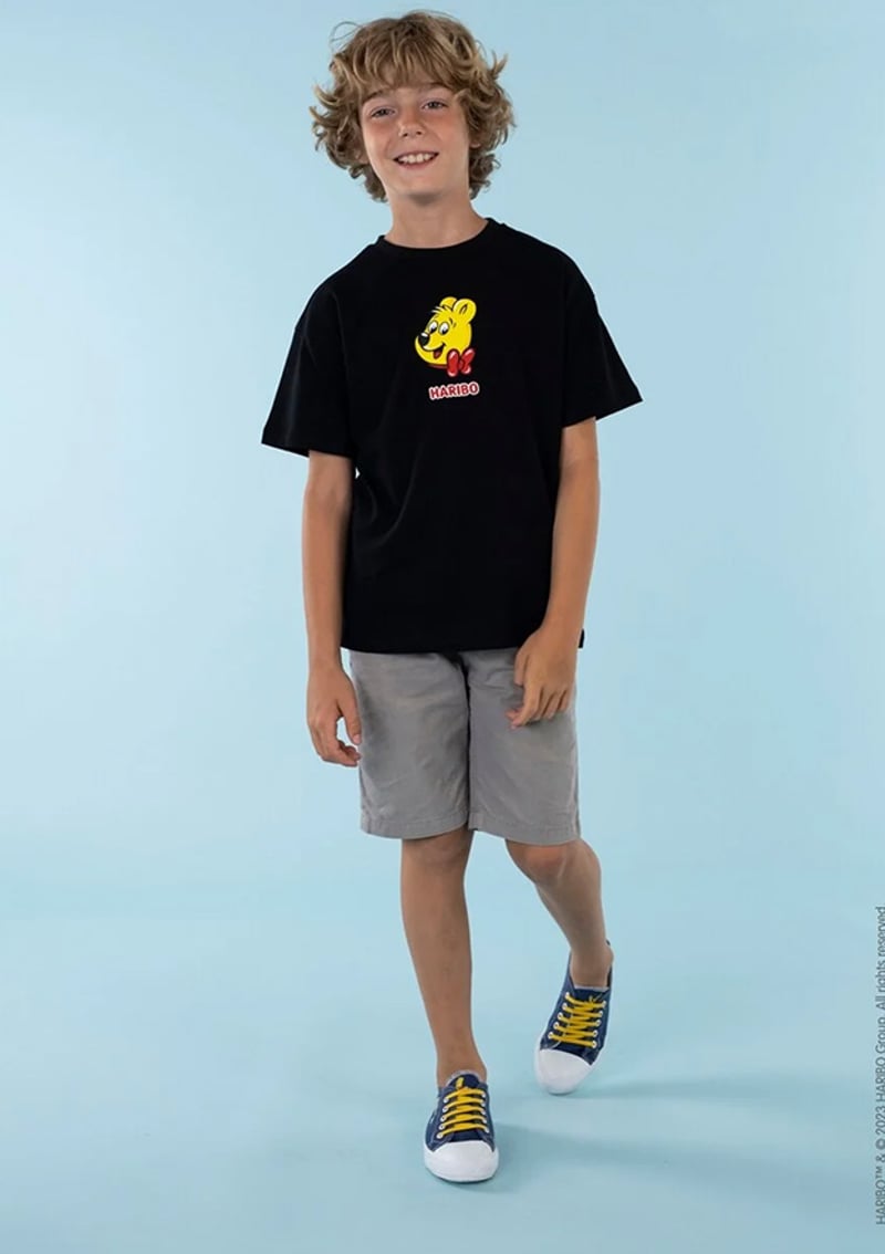 Hrbtxt109 Unisex Çocuk Siyah Bisiklet Yaka T-shirt