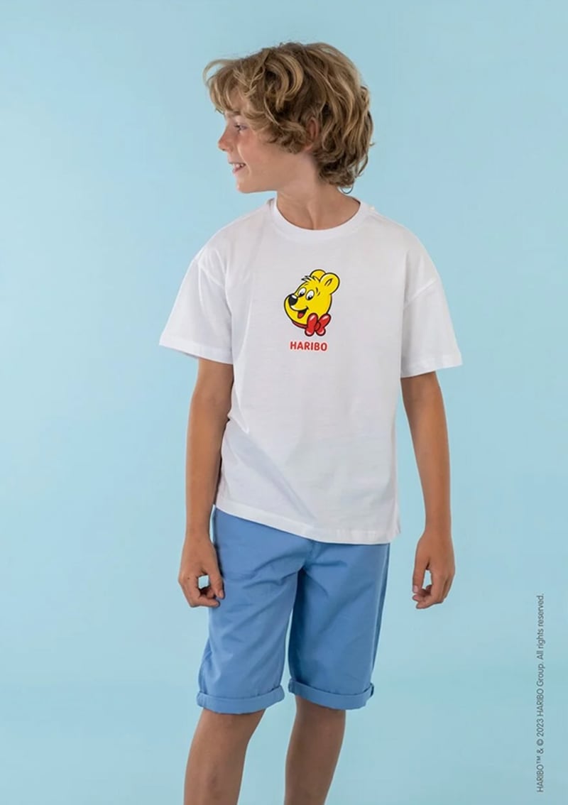 Hrbtxt109 Unisex Çocuk Beyaz Bisiklet Yaka T-shirt