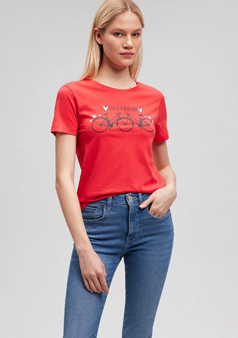 M1612215-71083 Kadın Çok Renkli Baskılı T-shirt
