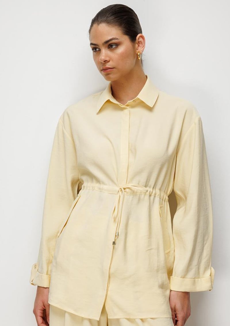 - M2MZ1030210247 Kadın Sarı Beli Büzgülü Modal Dokulu Tunik