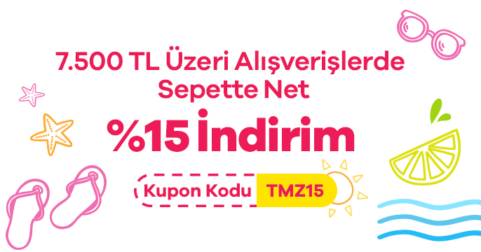 7500 TL üzeri %15 Net İndirim